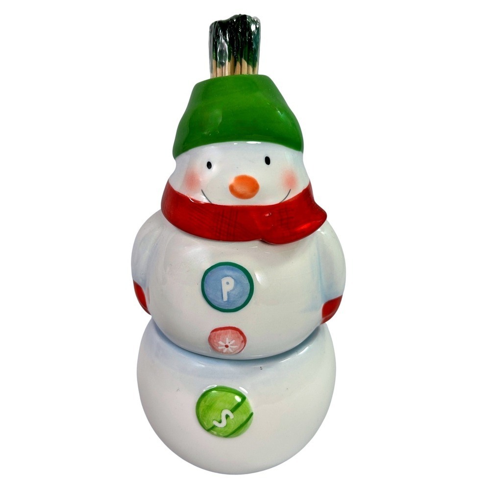 Ceramic Snowman Salt Pepper Shaker Set Christmas Holiday Kitchen Decor